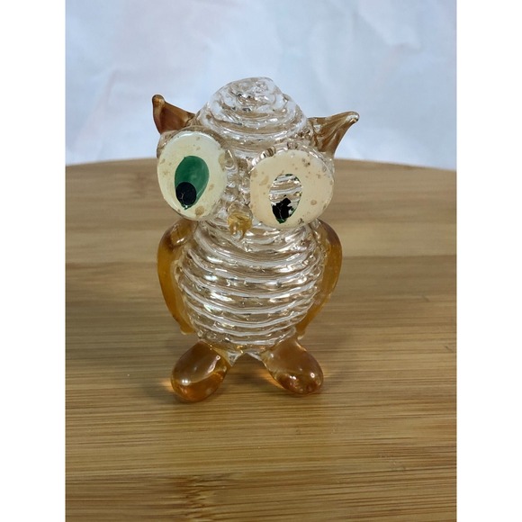Other - Vintage Hand Blown‎ Art Glass Owl Figurine 2.5" Coil Glasswork